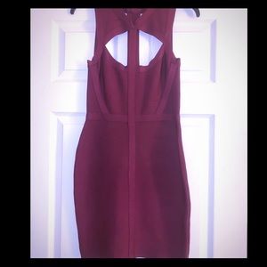 Bodycon burgundy bandage dress